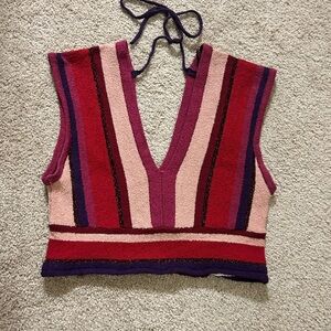 Petro Zillia Multicolor Red Purple Striped Crop Top